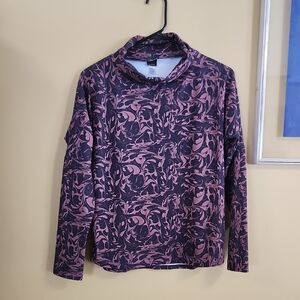 Youer Medium Purple and Black Patterned Long Sleeve Top Athletic
